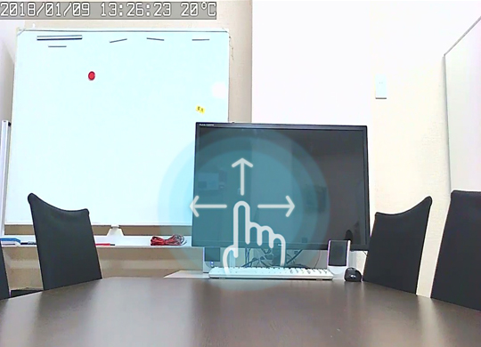 遠隔操作で横に180°、縦に90°旋回できます。